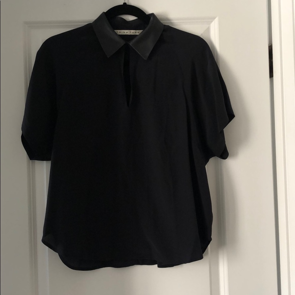 Trina Turk black silk blouse